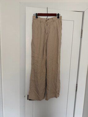 Yerse Linen Cotton Trousers Beige Relaxed Small